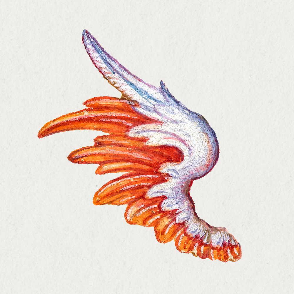Red and indigo mythical wings painting ornament