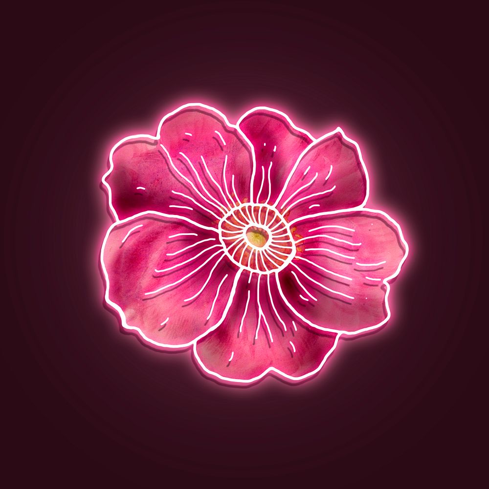 Neon pink rose mockup