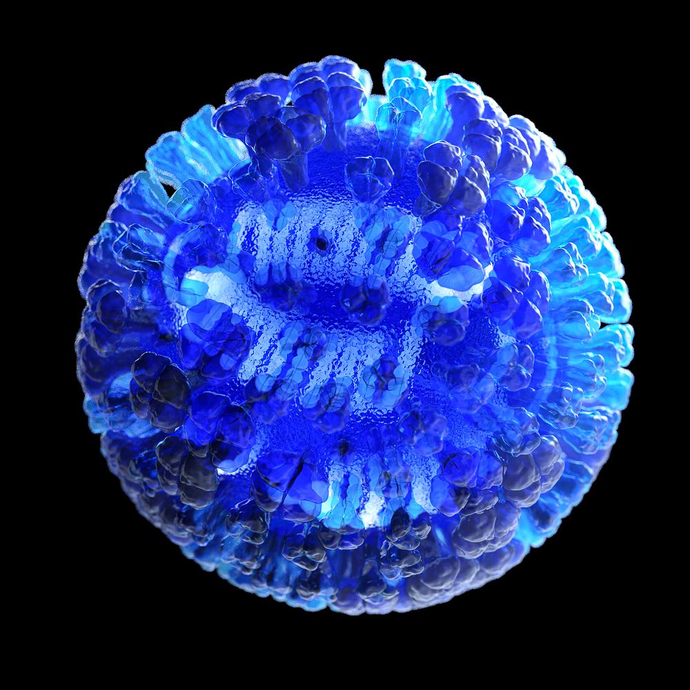 Influenza virus illustration in semi&ndash;transparent blue.