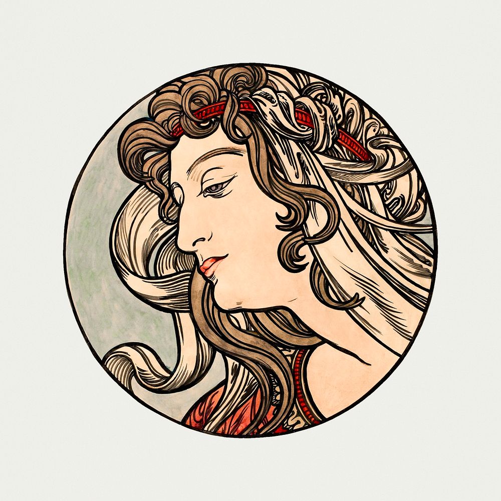 Art nouveau woman psd, remixed from the artworks of Alphonse Maria Mucha