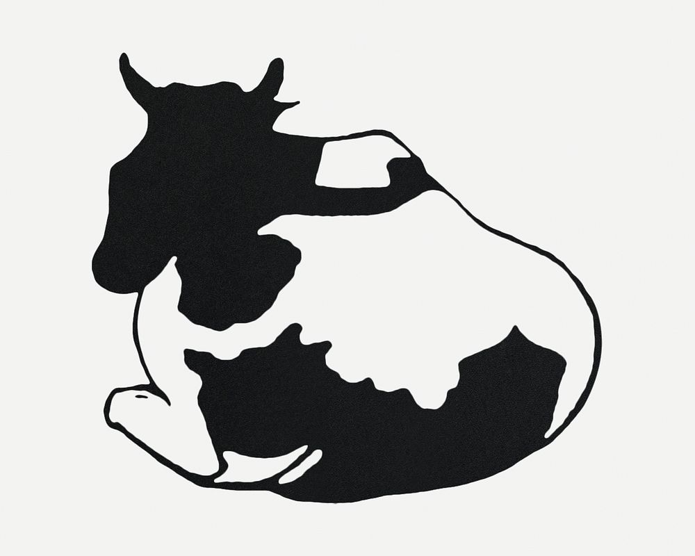Vintage cow animal psd art print, remix from artworks by Samuel Jessurun de Mesquita