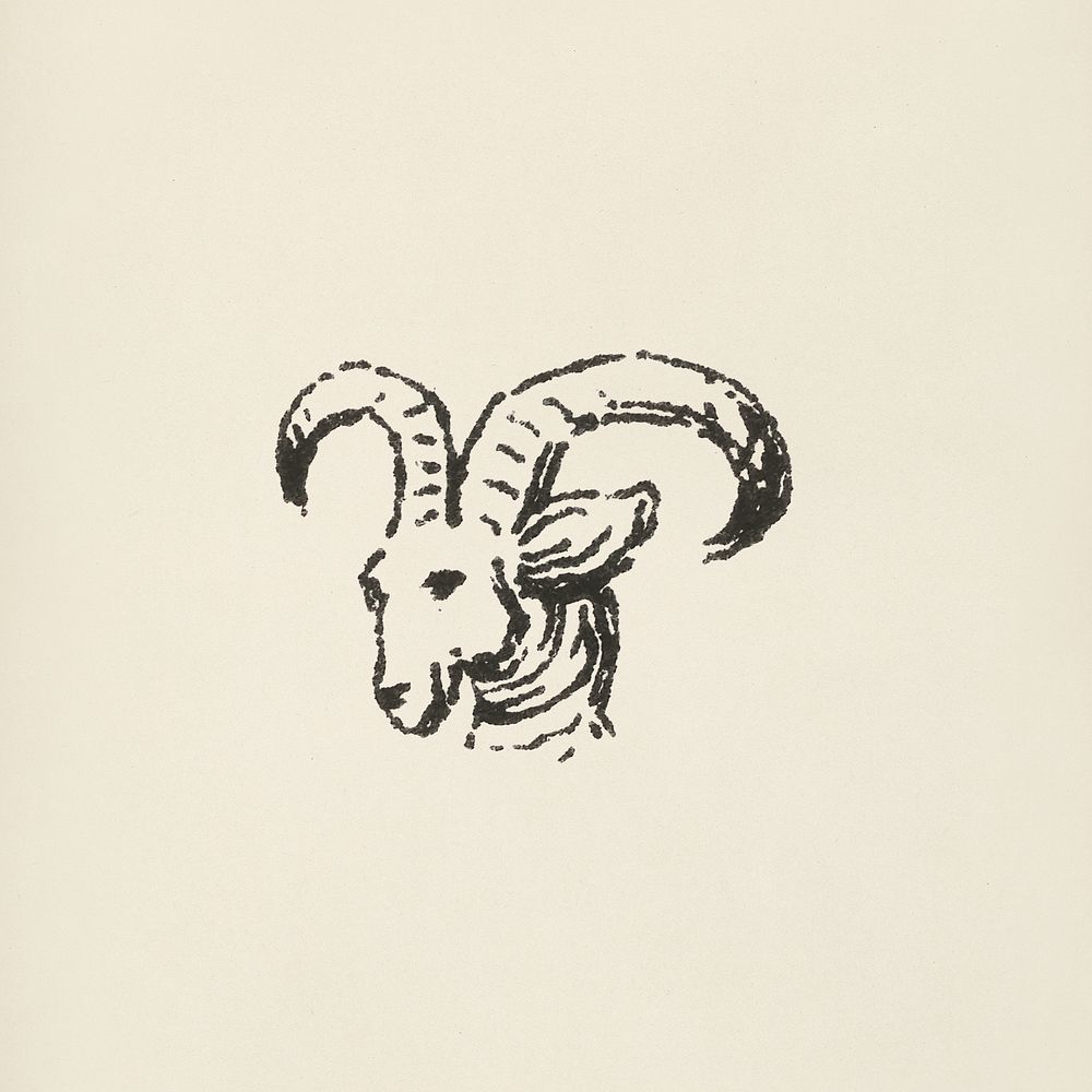 Goat icon from L'ornement Polychrome (1888) by Albert Racinet (1825&ndash;1893). Digitally enhanced from our own original…