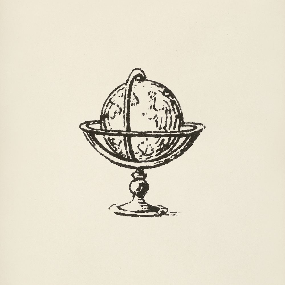 Globe icon from L'ornement Polychrome (1888) by Albert Racinet (1825&ndash;1893). Digitally enhanced from our own original…