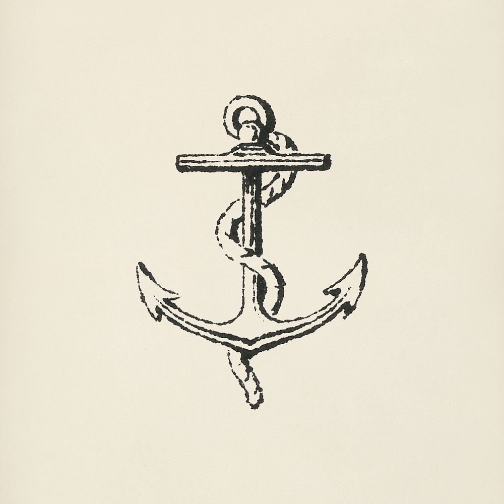 Nautical hook icon from L'ornement Polychrome (1888) by Albert Racinet (1825&ndash;1893). Digitally enhanced from our own…
