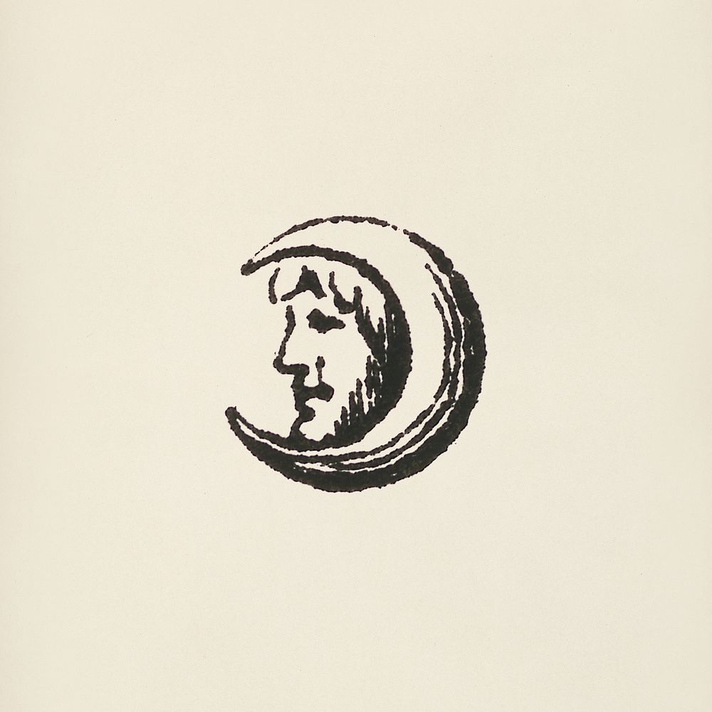 Moon icon from L'ornement Polychrome (1888) by Albert Racinet (1825&ndash;1893). Digitally enhanced from our own original…