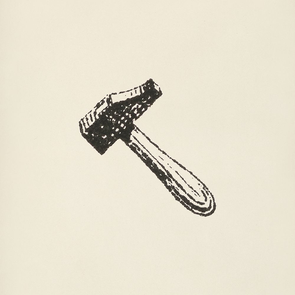 Vintage hammer icon from L'ornement Polychrome (1888) by Albert Racinet (1825&ndash;1893). Digitally enhanced from our own…