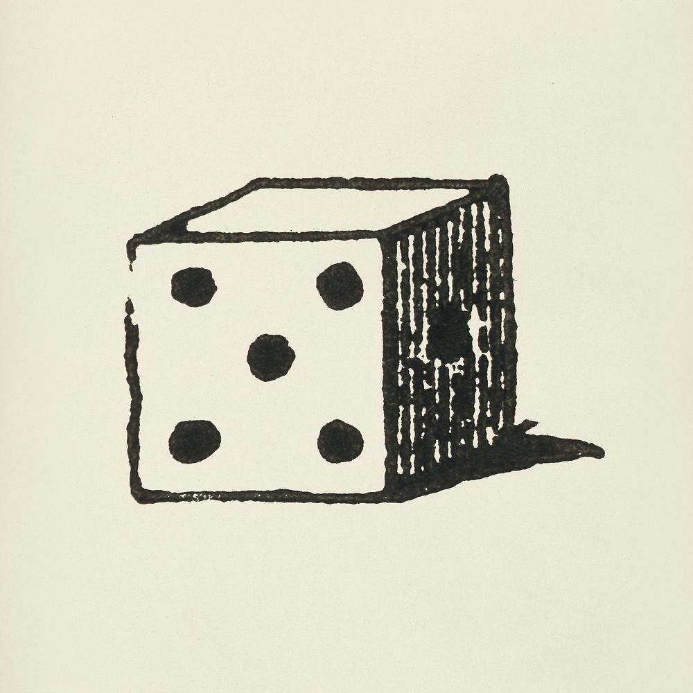 Dice icon from L'ornement Polychrome (1888) by Albert Racinet (1825&ndash;1893). Digitally enhanced from our own original…