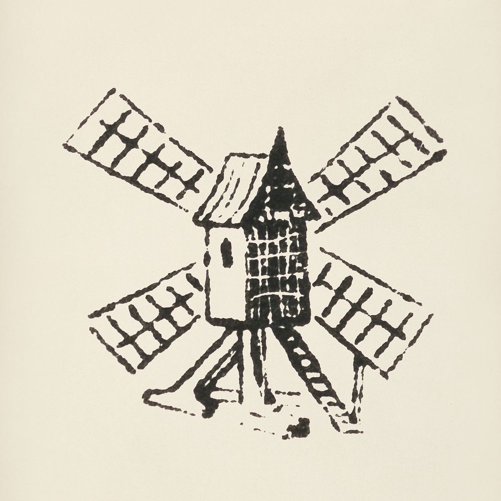 Windmill icon from L'ornement Polychrome (1888) by Albert Racinet (1825&ndash;1893). Digitally enhanced from our own…