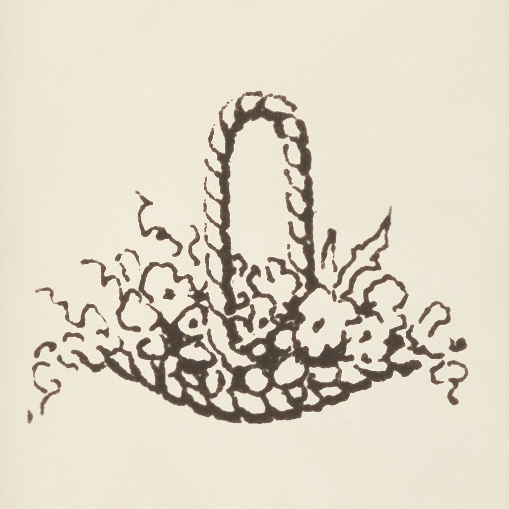 Flower basket icon from L'ornement Polychrome (1888) by Albert Racinet (1825&ndash;1893). Digitally enhanced from our own…