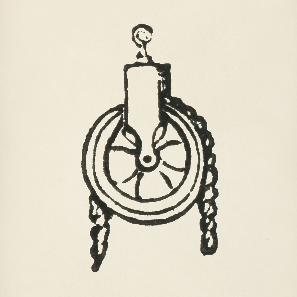 Pulley icon from L'ornement Polychrome (1888) by Albert Racinet (1825&ndash;1893). Digitally enhanced from our own original…