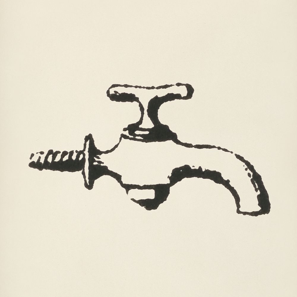 Water faucet icon from L'ornement Polychrome (1888) by Albert Racinet (1825&ndash;1893). Digitally enhanced from our own…