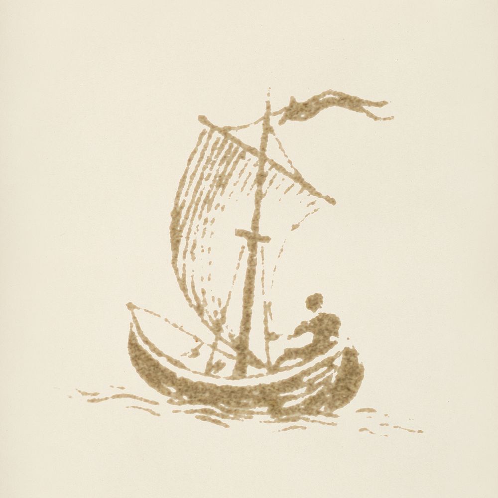 Boat icon from L'ornement Polychrome (1888) by Albert Racinet (1825&ndash;1893). Digitally enhanced from our own original…