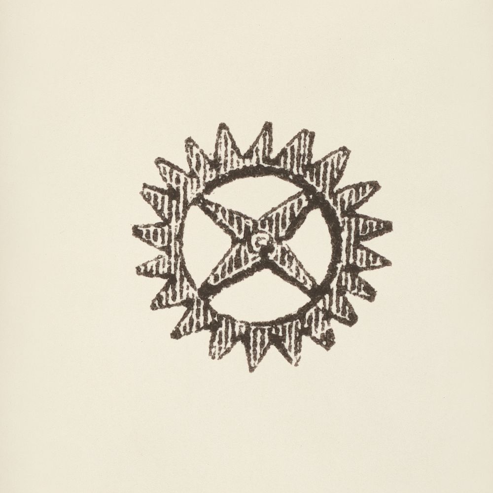 Gear icon from L'ornement Polychrome (1888) by Albert Racinet (1825&ndash;1893). Digitally enhanced from our own original…