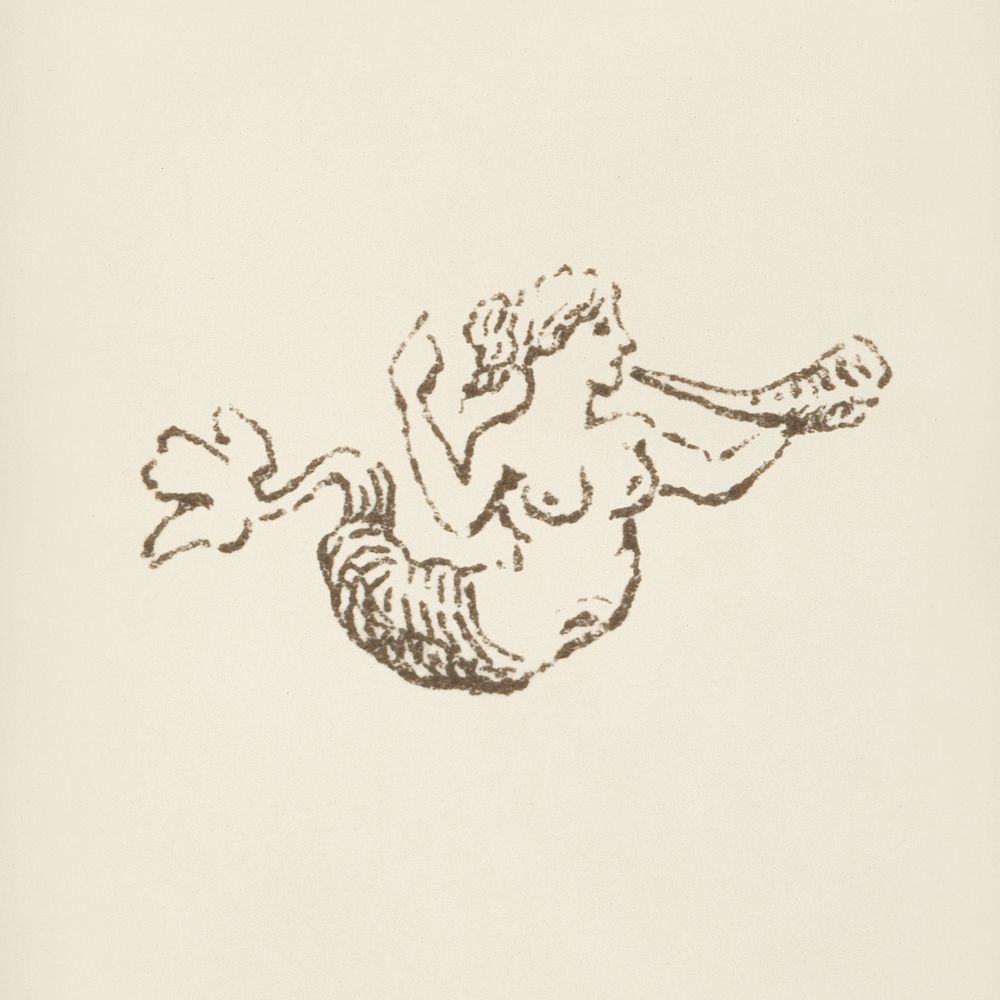 Mermaid icon from L'ornement Polychrome (1888) by Albert Racinet (1825&ndash;1893). Digitally enhanced from our own original…