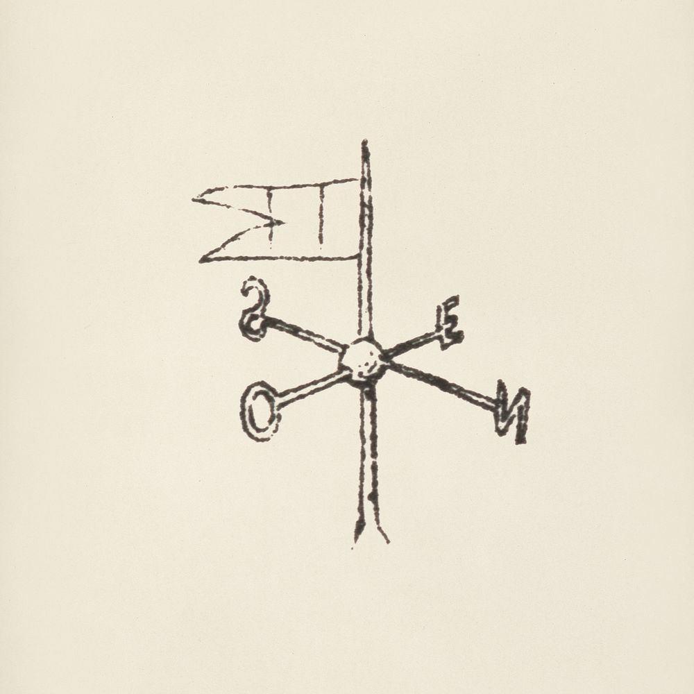 Weathercock icon from L'ornement Polychrome (1888) by Albert Racinet (1825&ndash;1893). Digitally enhanced from our own…