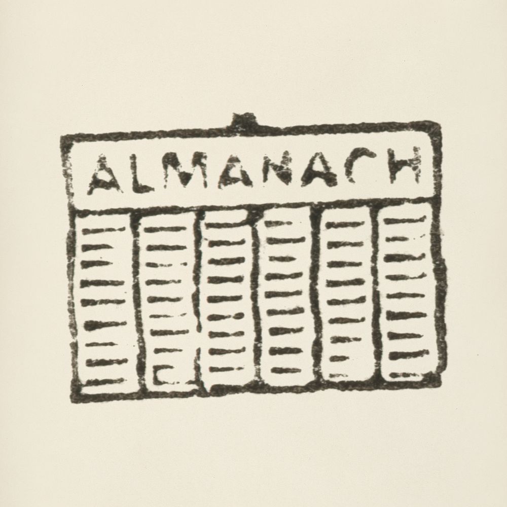 Almanac icon from L'ornement Polychrome (1888) by Albert Racinet (1825&ndash;1893). Digitally enhanced from our own original…