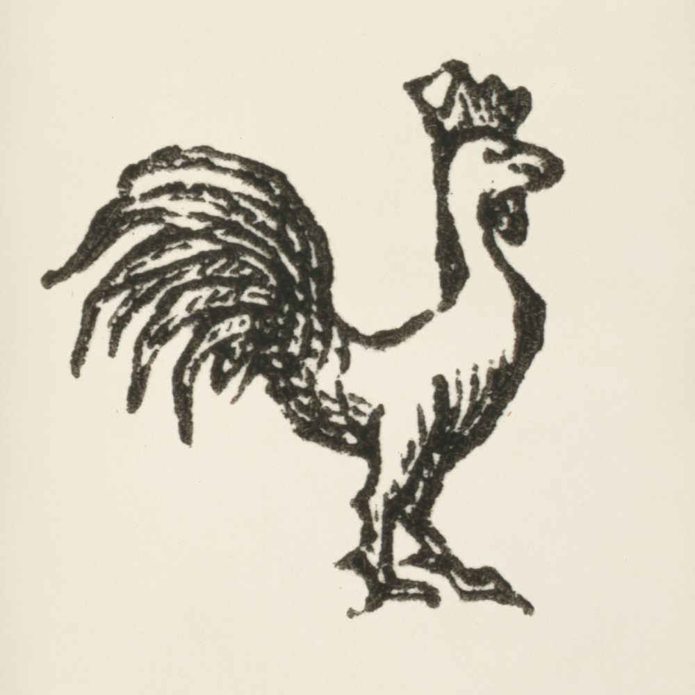 Cock icon from L'ornement Polychrome (1888) by Albert Racinet (1825&ndash;1893). Digitally enhanced from our own original…
