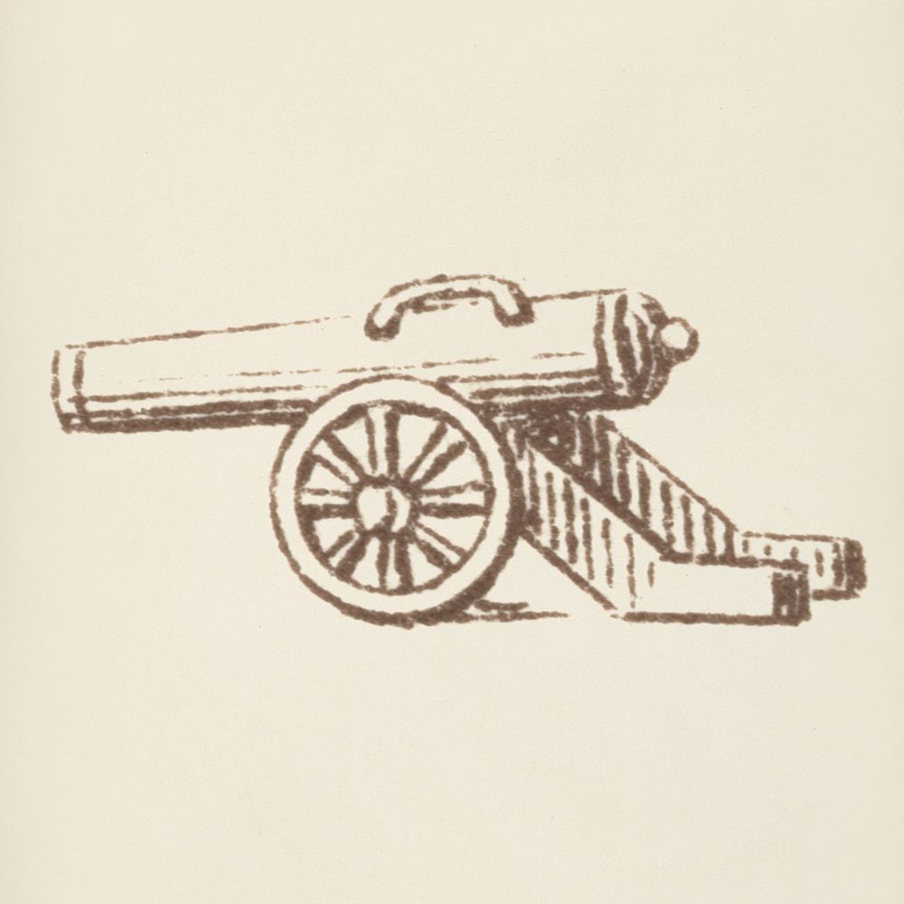 Cannon icon from L'ornement Polychrome (1888) by Albert Racinet (1825&ndash;1893). Digitally enhanced from our own original…