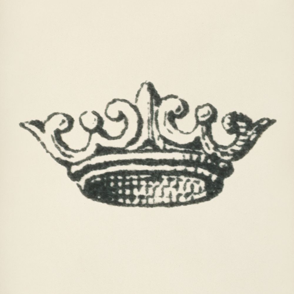 Crown icon from L'ornement Polychrome (1888) by Albert Racinet (1825&ndash;1893). Digitally enhanced from our own original…