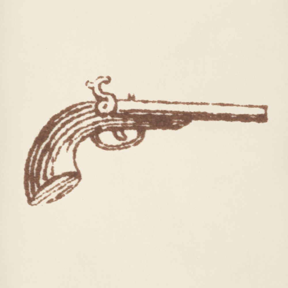 Victorian gun icon from L'ornement Polychrome (1888) by Albert Racinet (1825&ndash;1893). Digitally enhanced from our own…