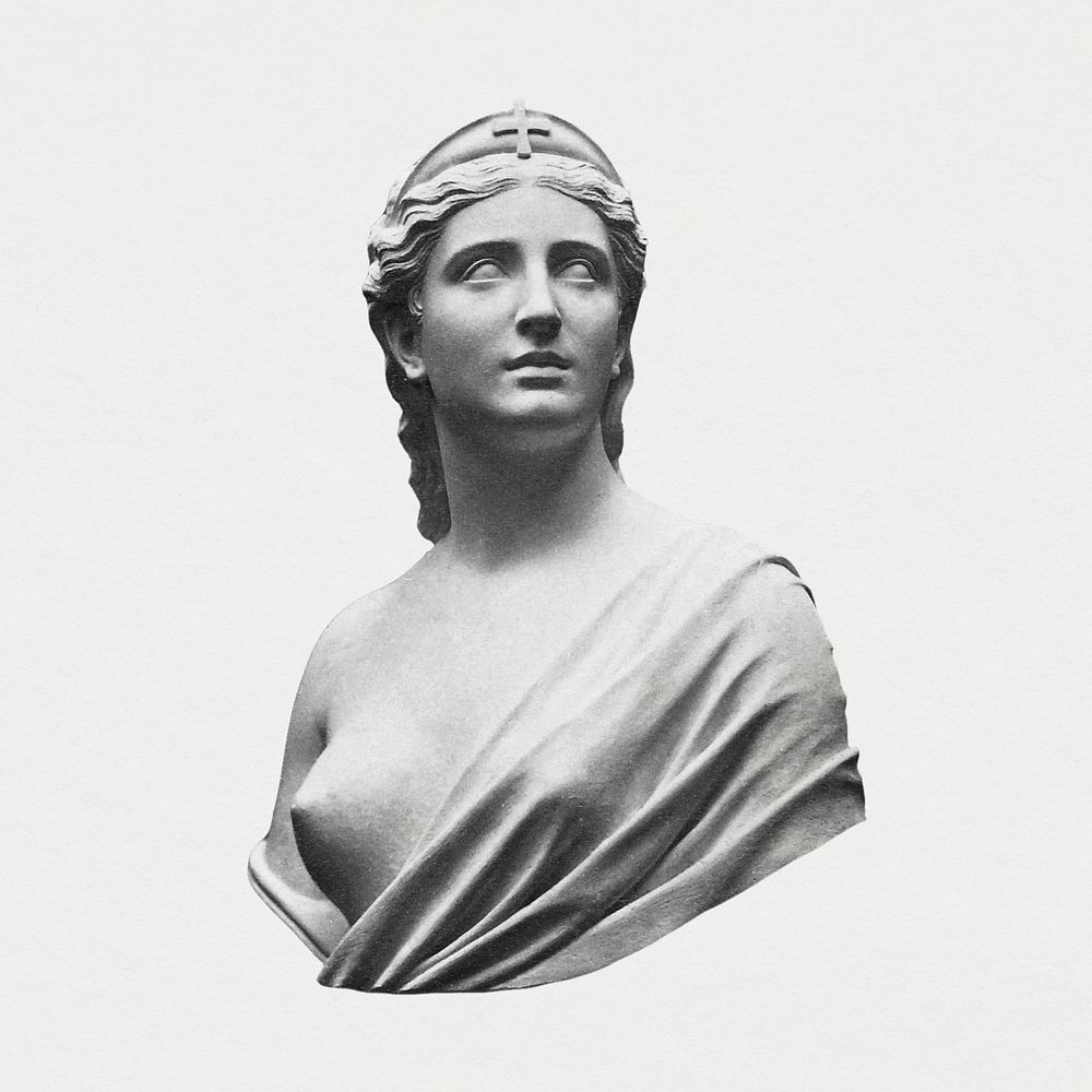 Aesthetic goddess ancient sculpture sticker, vintage woman psd collage element