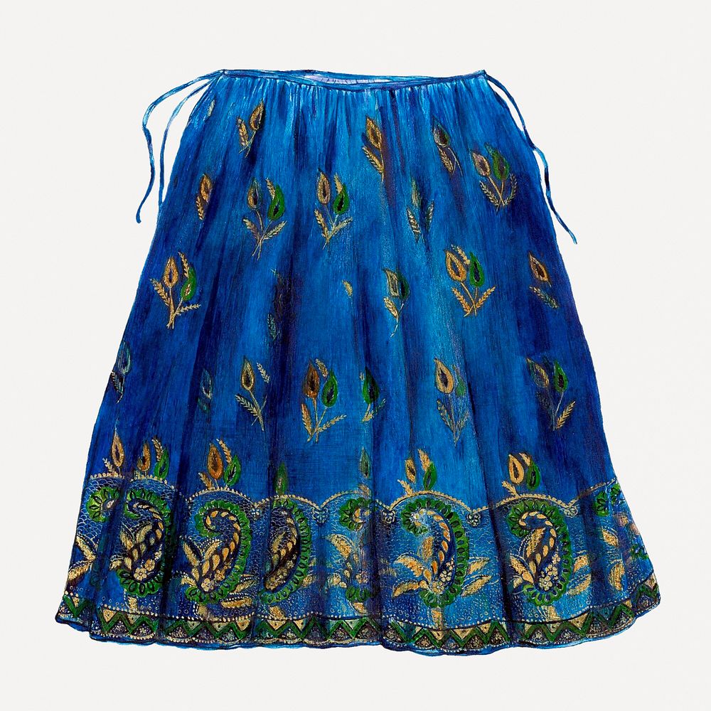 Blue vintage skirt psd, remix from artwork by Ann Gene Buckley