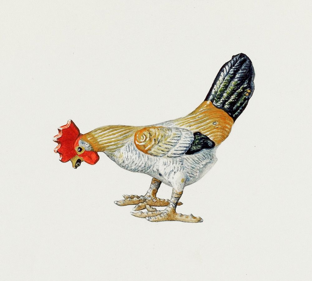 Toy Rooster (c. 1938) by Lillian Hunter. Original from The National Gallery of Art. Digitally enhanced by rawpixel.