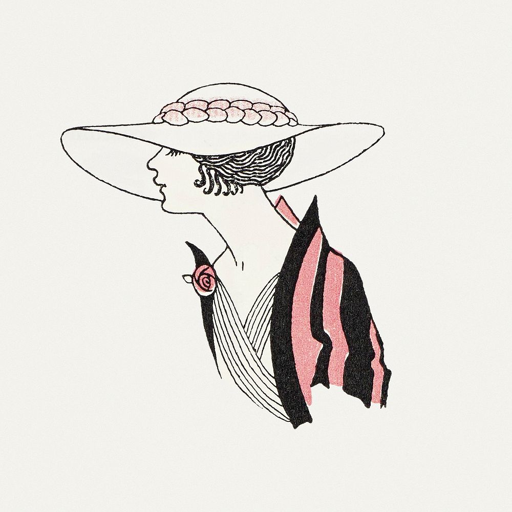 Beautiful woman psd 19th century fashion, remix from artworks by George Barbier