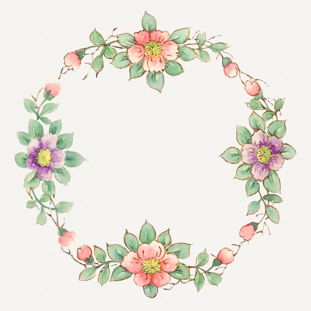 Vintage floral frame, remixed from Noritake factory china porcelain tableware design