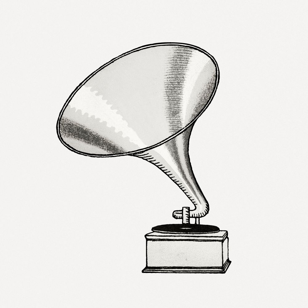 Vintage gramophone vinyl player illustration, remixed from artworks by Moriz Jung