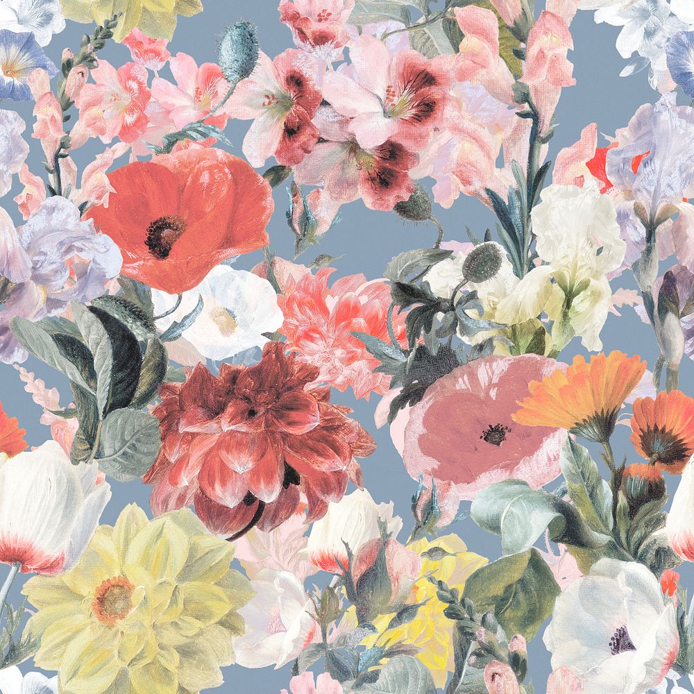 Vintage flower pattern background, botanical design, remixed from original artworks by Pierre Joseph Redout&eacute;