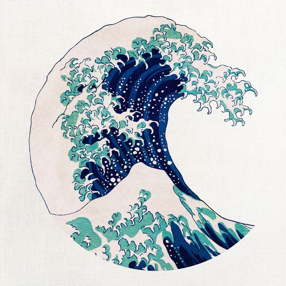 The Great Wave off Kanagawa illustration, inspired by Katsushika Hokusai's famous Japanese woodblock print