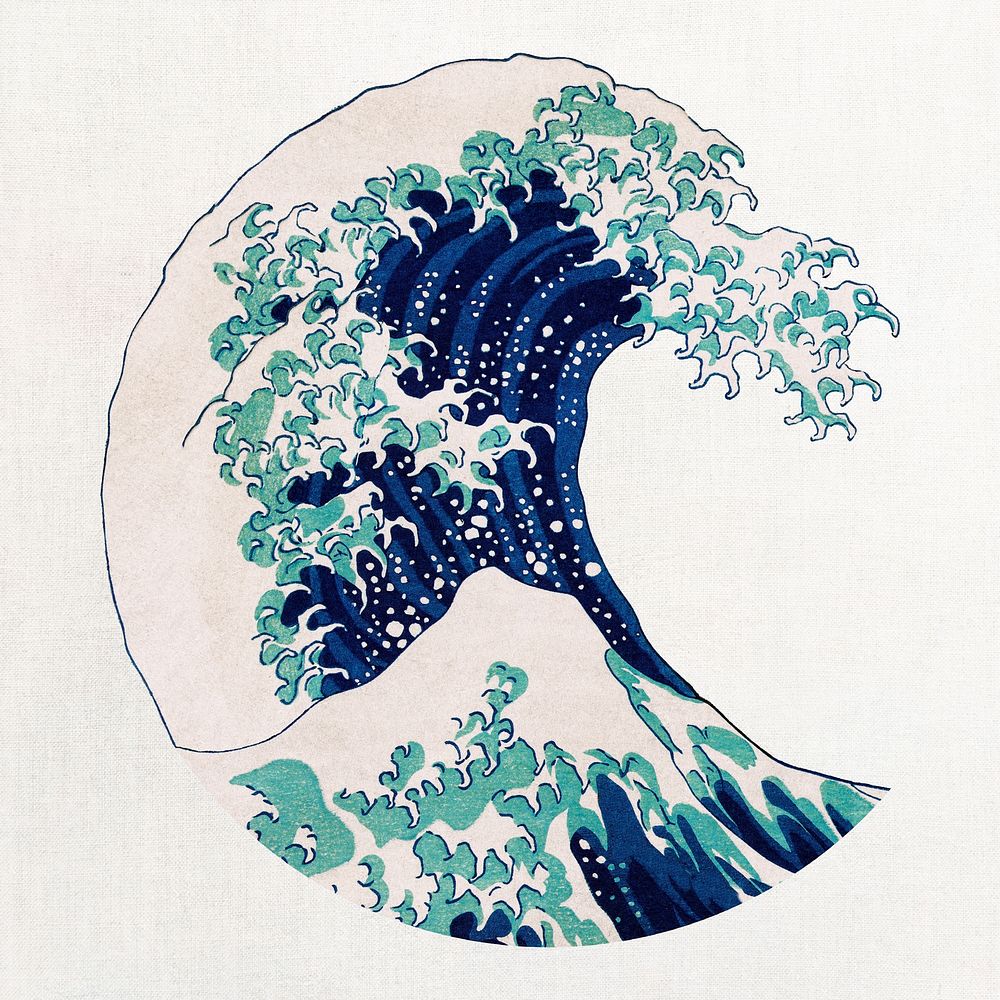 Hokusai-inspired The Great Wave off Kanagawa clipart, famous artwork collage element psd