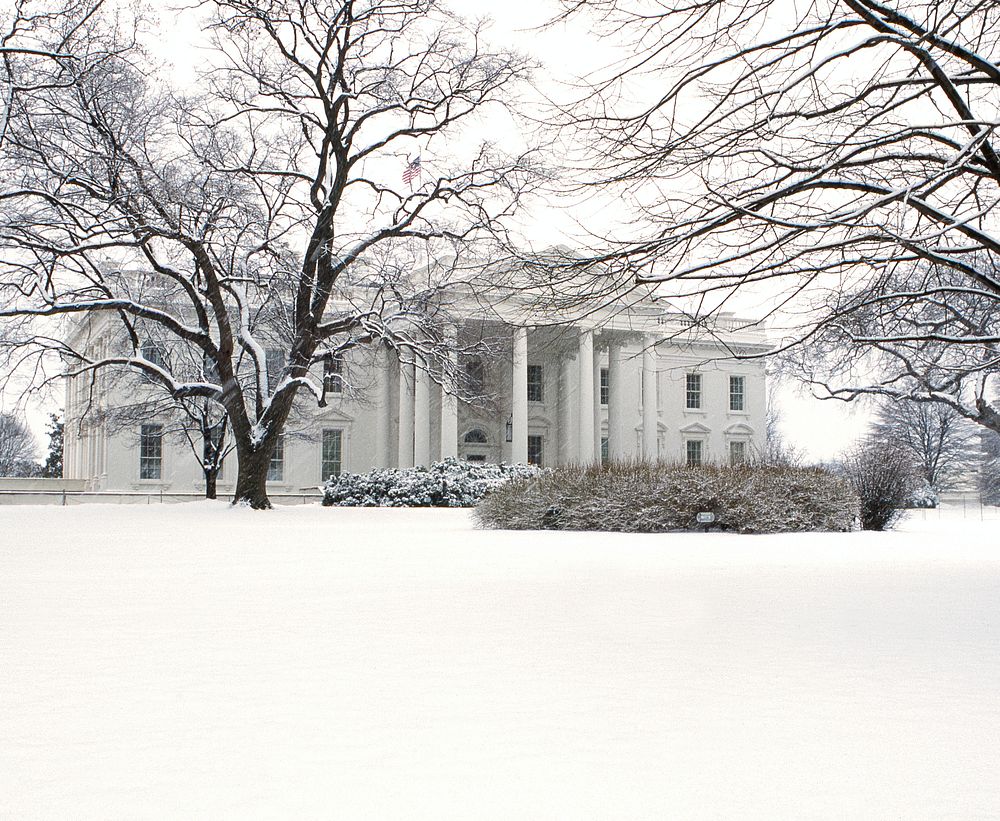 Wintertime view of the White House. Original image from Carol M. Highsmith&rsquo;s America, Library of Congress collection.…
