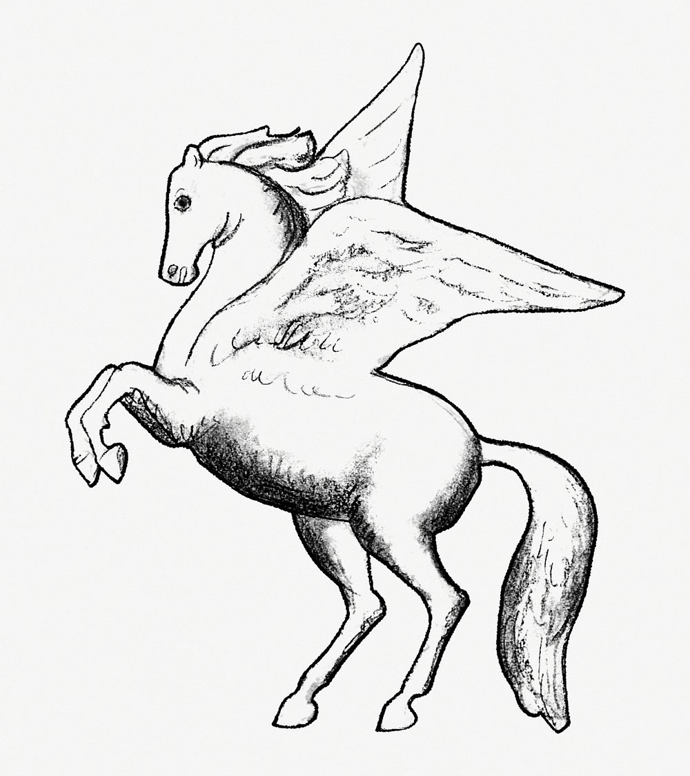 Pegasus psd vintage drawing, remixed from artworks from Leo Gestel