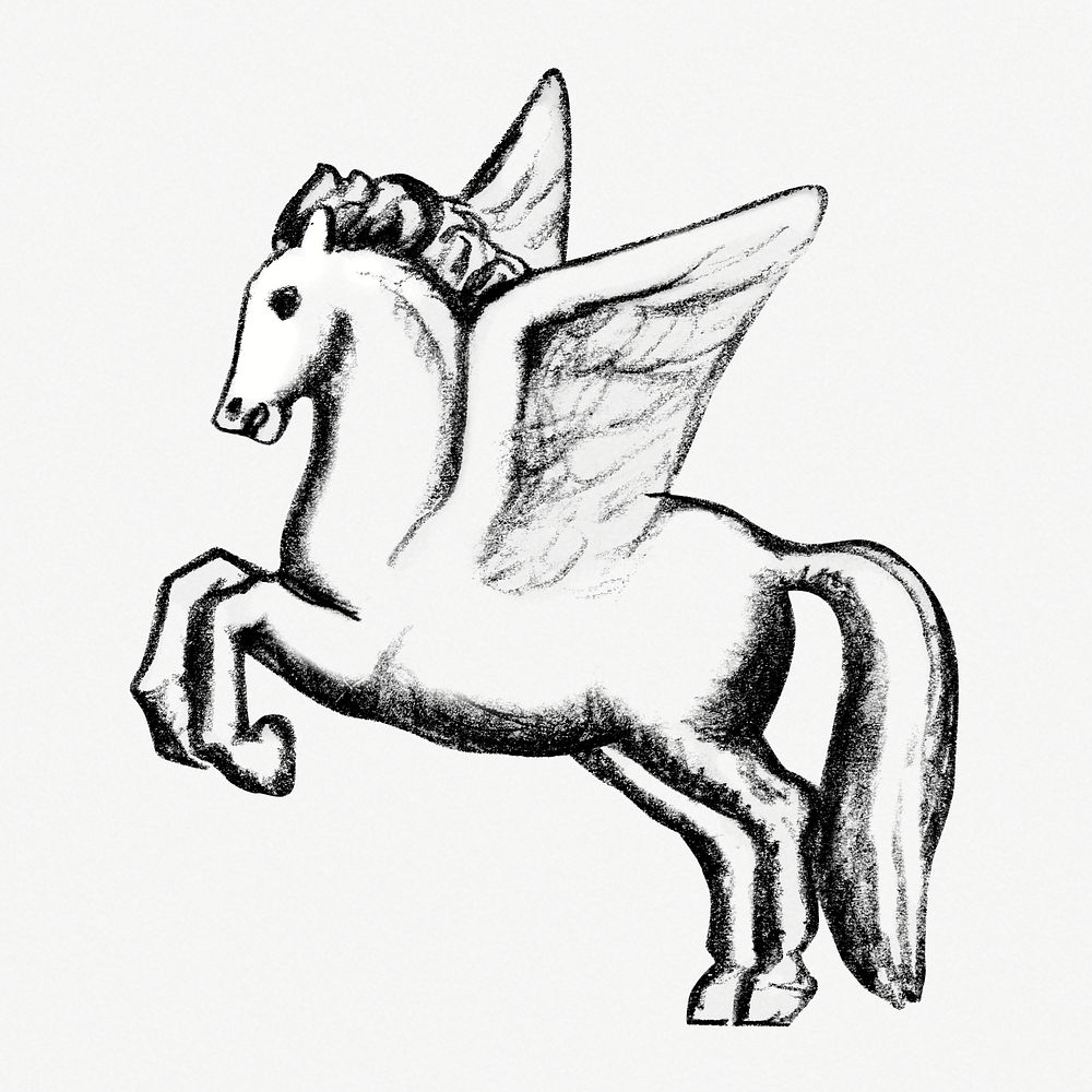 Pegasus vintage illustration, remixed from artworks from Leo Gestel