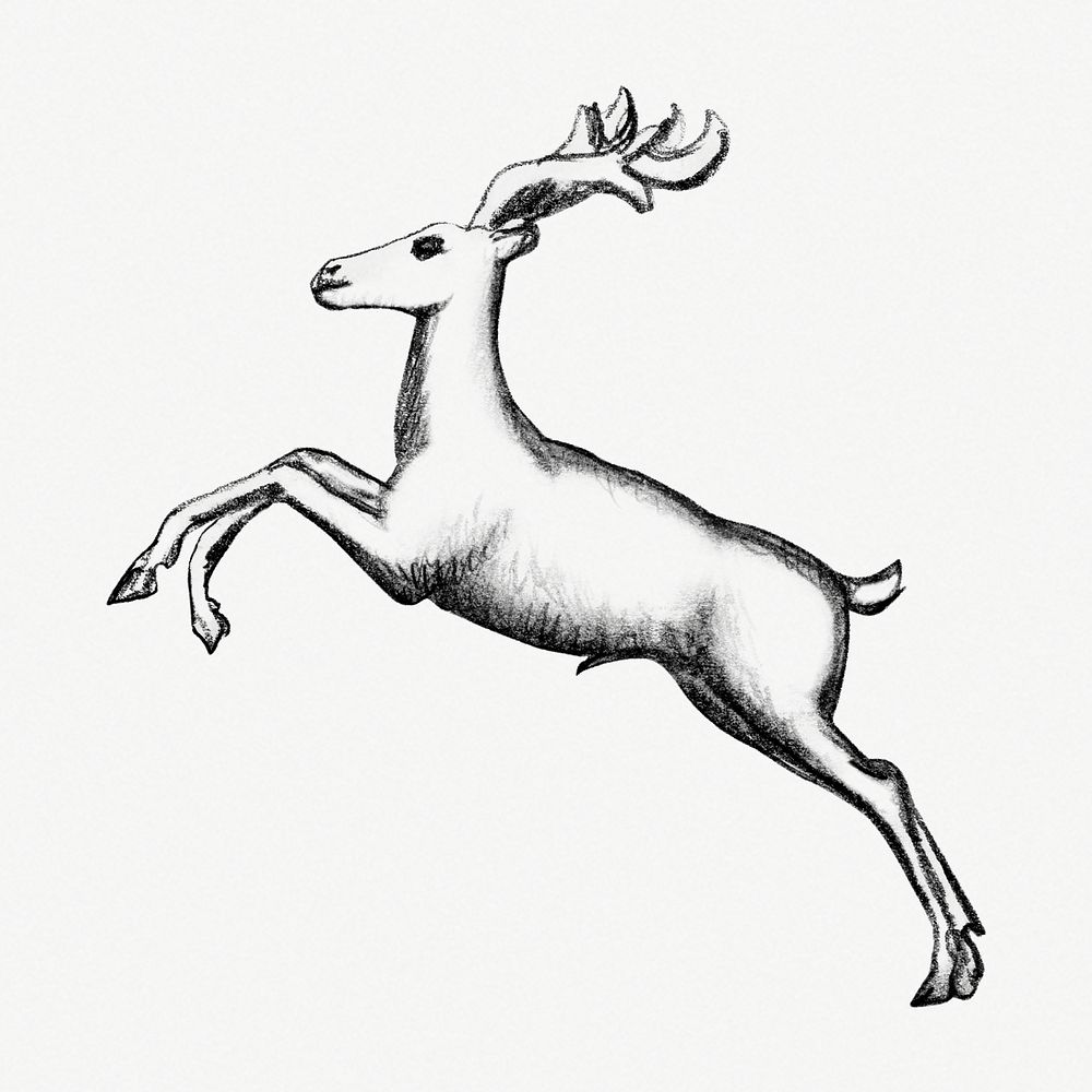 Deer vintage illustration, remixed from artworks from Leo Gestel