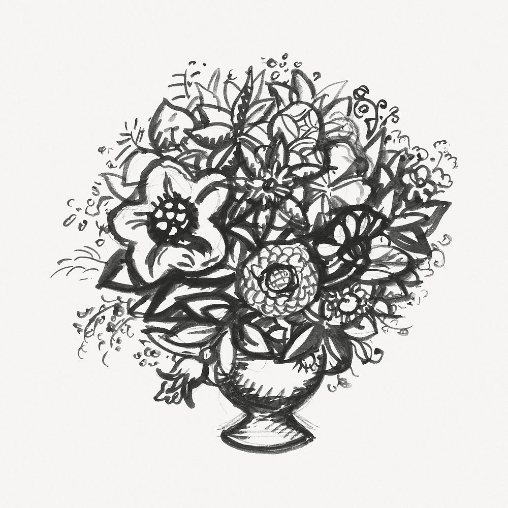 Flower vintage illustration, remixed from artworks from Leo Gestel