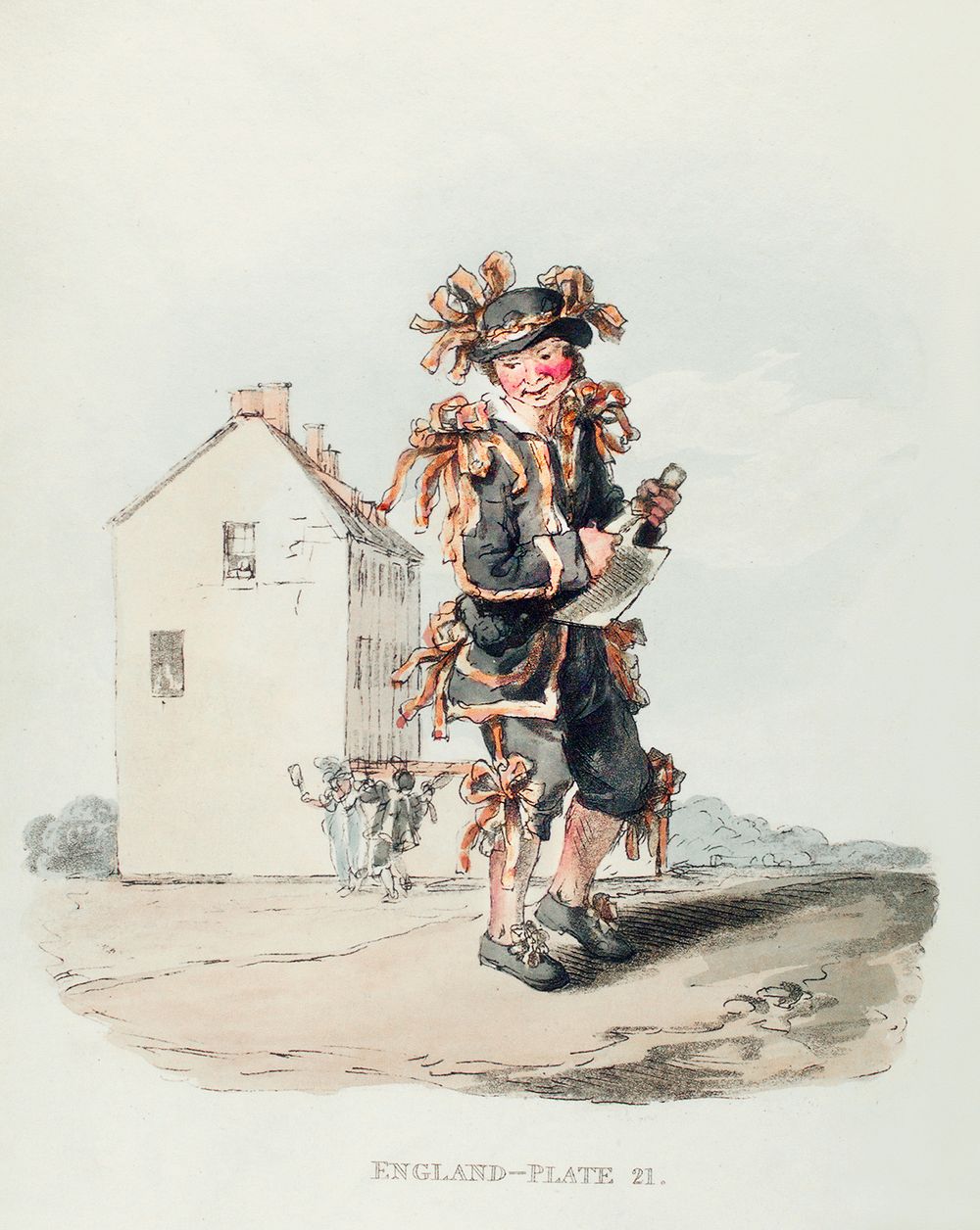 Illustration of chimney-sweeper on the first of May from Picturesque Representations of the Dress and Manners of the…