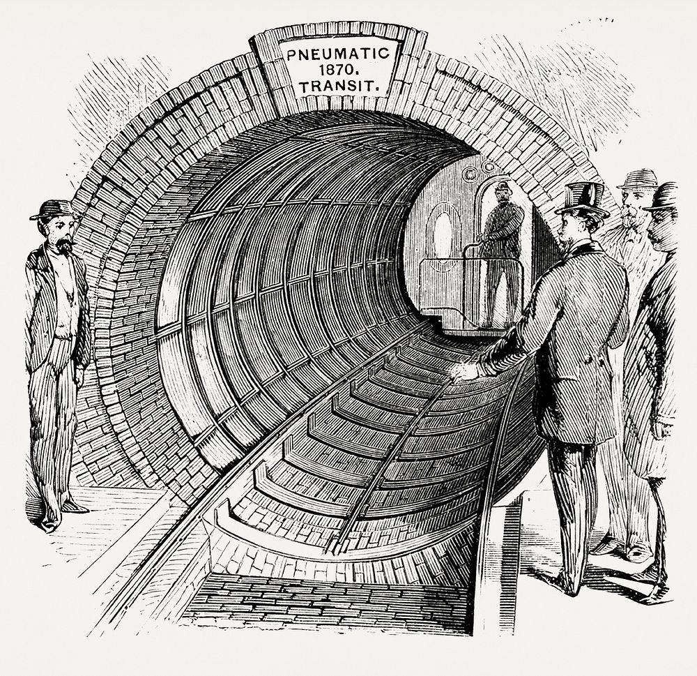 Vintage Illustration of portal of the Broadway tunnel