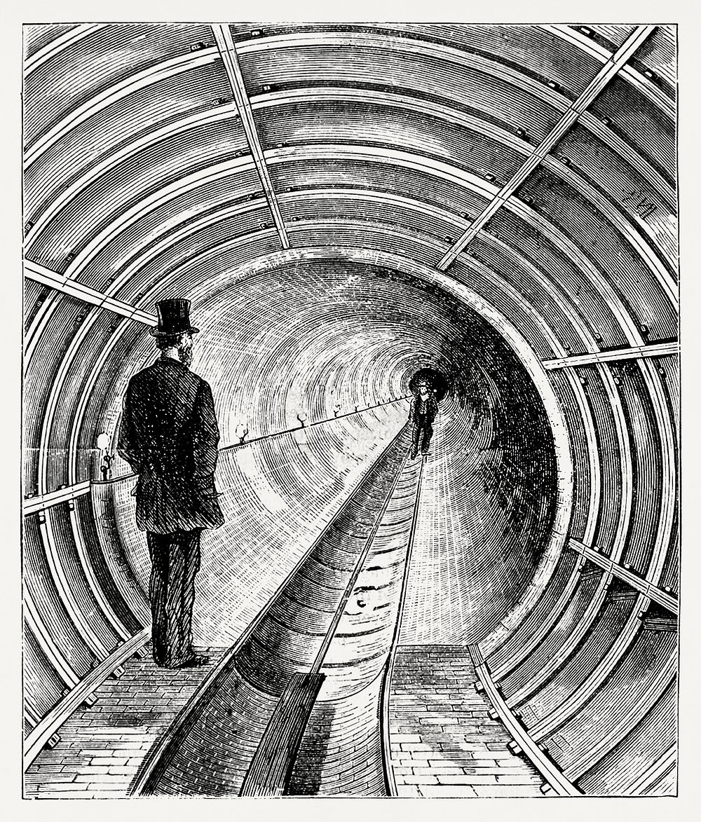 Vintage illustration of Illustration of Broadway underground railway