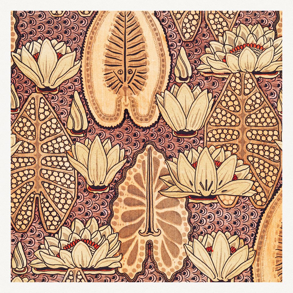 Art nouveau water lily flower pattern design resource