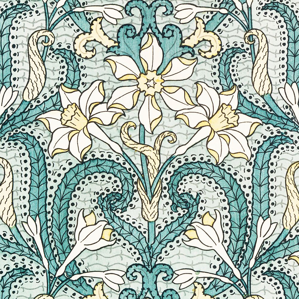 Art nouveau jonquil flower pattern design resource