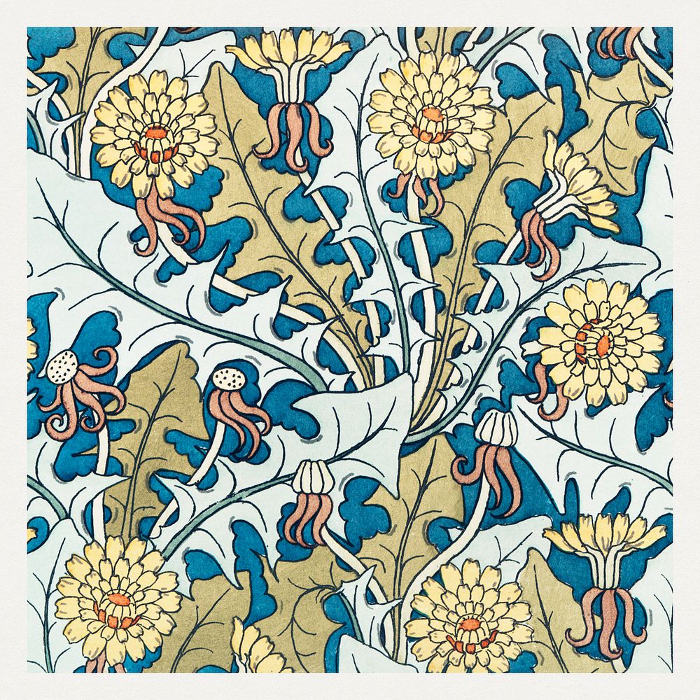 Art nouveau dandelion flower pattern | Premium Photo - rawpixel