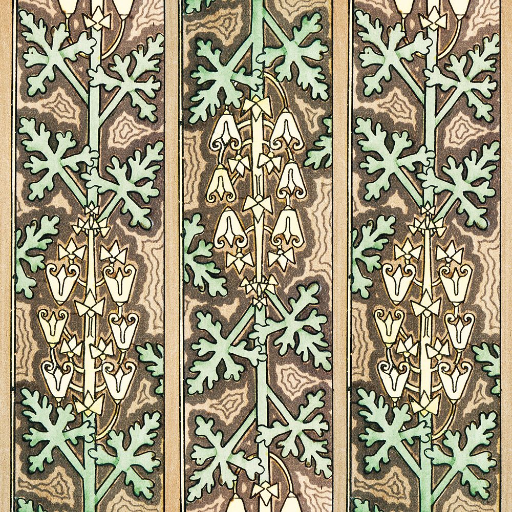 Art nouveau monkshood flower pattern design resource