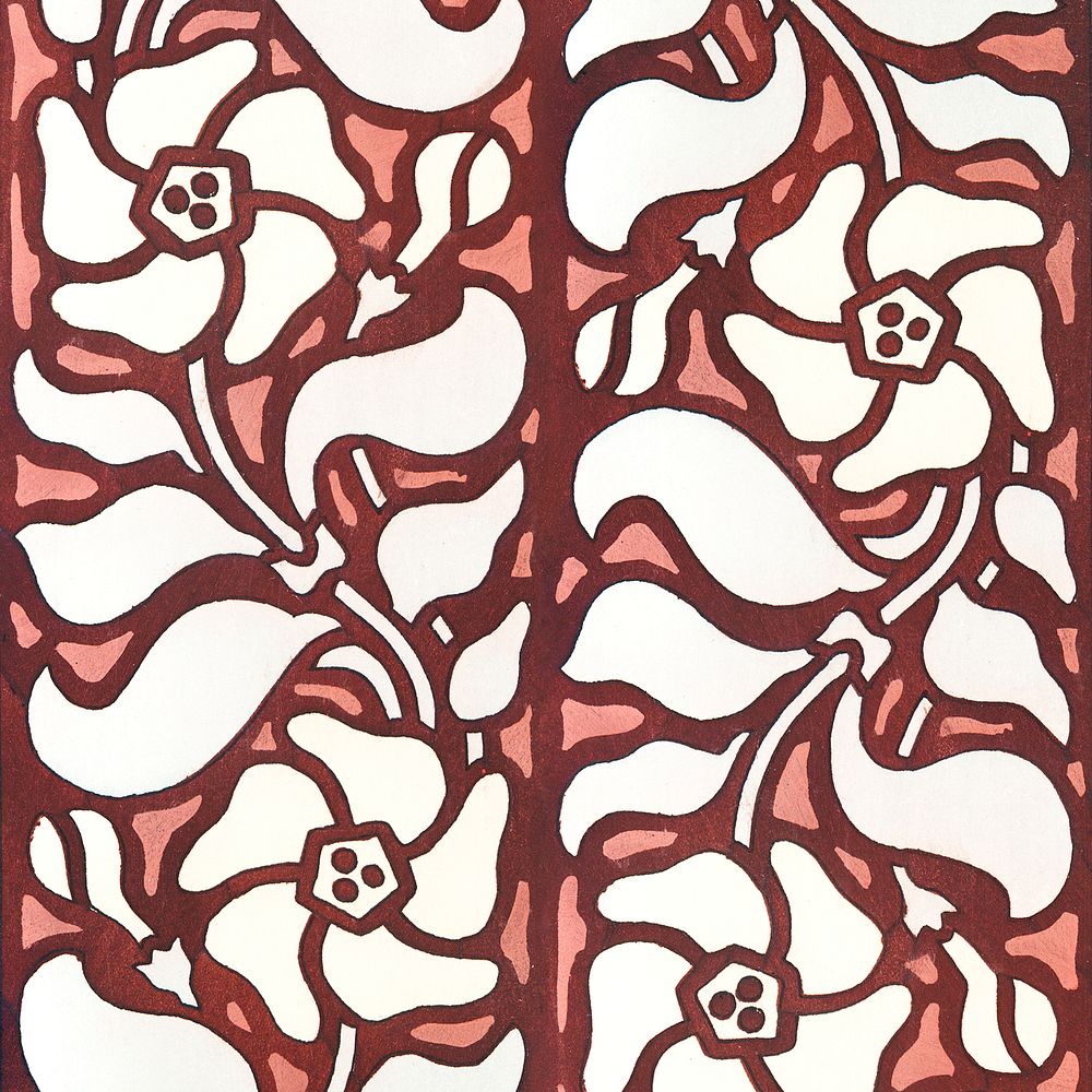 Art nouveau periwinkle flower pattern design resource