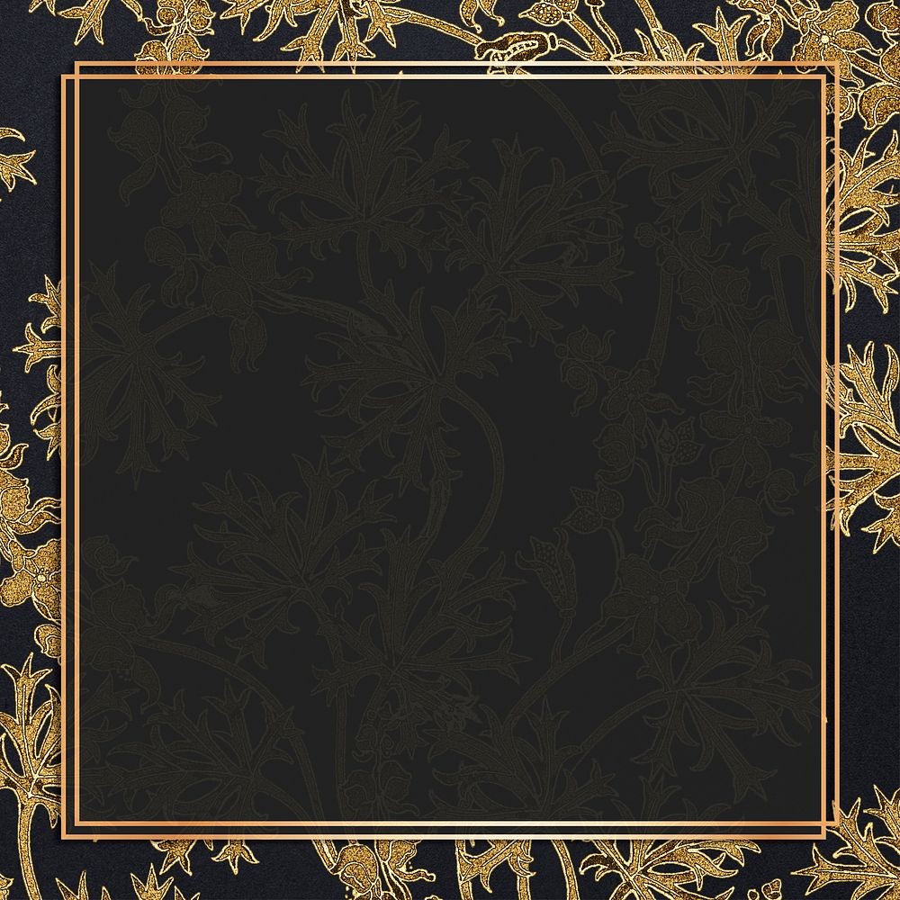 Gold monkshood flower frame design element