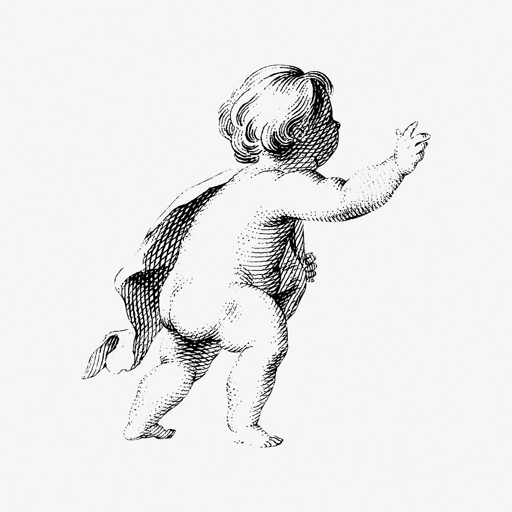 Cherub from Zes putti tonen een doek met tekst (1759) by Cornelis Ploos van Amstel. Original from The Rijksmuseum. Digitally…