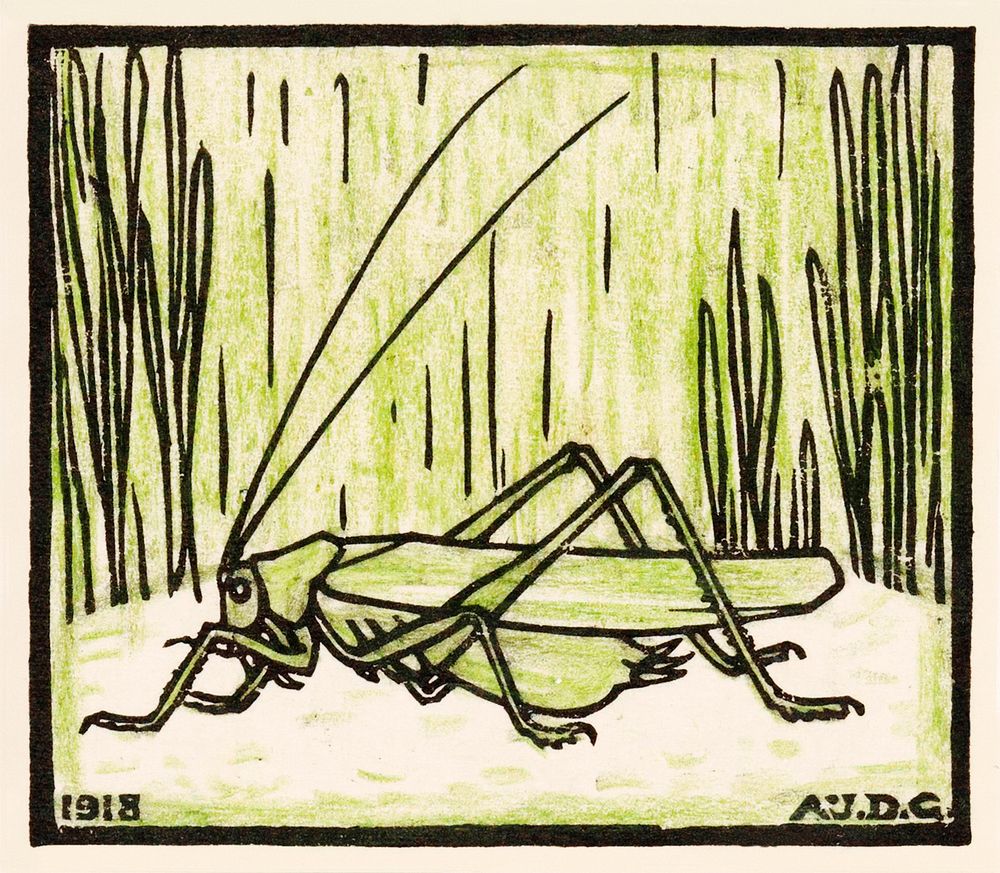 Grasshopper (1918) by Julie de Graag (1877-1924). Original from The Rijksmuseum. Digitally enhanced by rawpixel.
