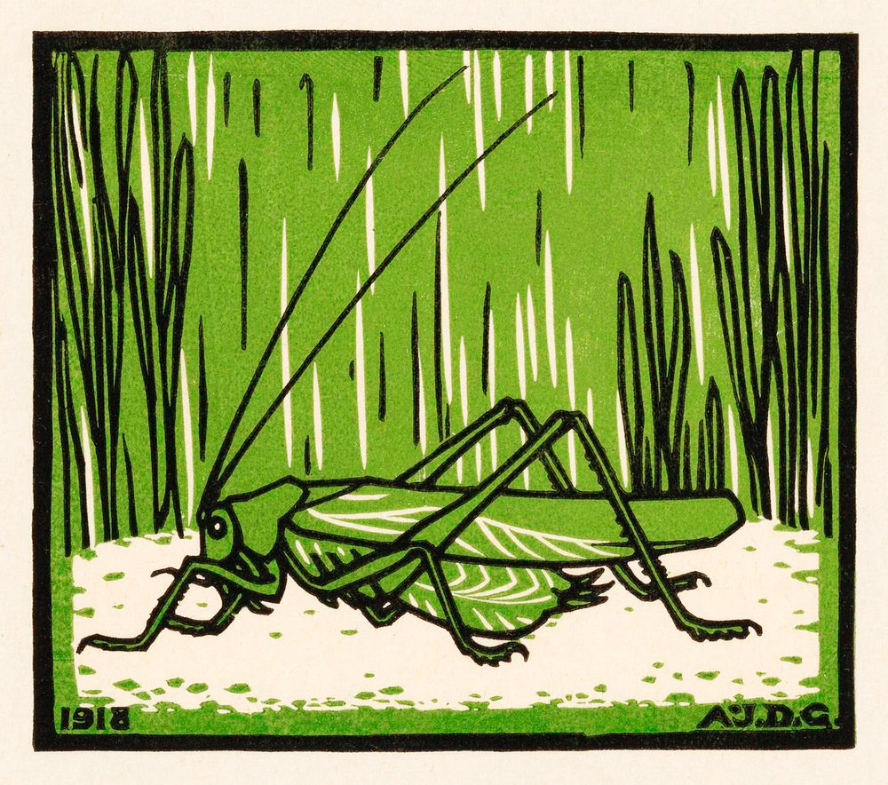 Grasshopper (1918) by Julie de Graag (1877-1924). Original from The Rijksmuseum. Digitally enhanced by rawpixel.